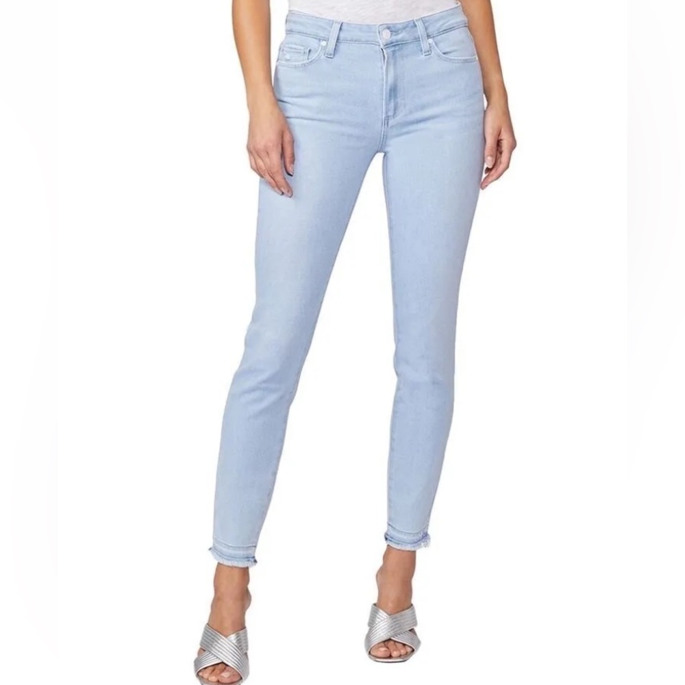 PAIGE "HOXTON ANKLE" Skinny Jeans w/Unfinished Hem In "MACARON"